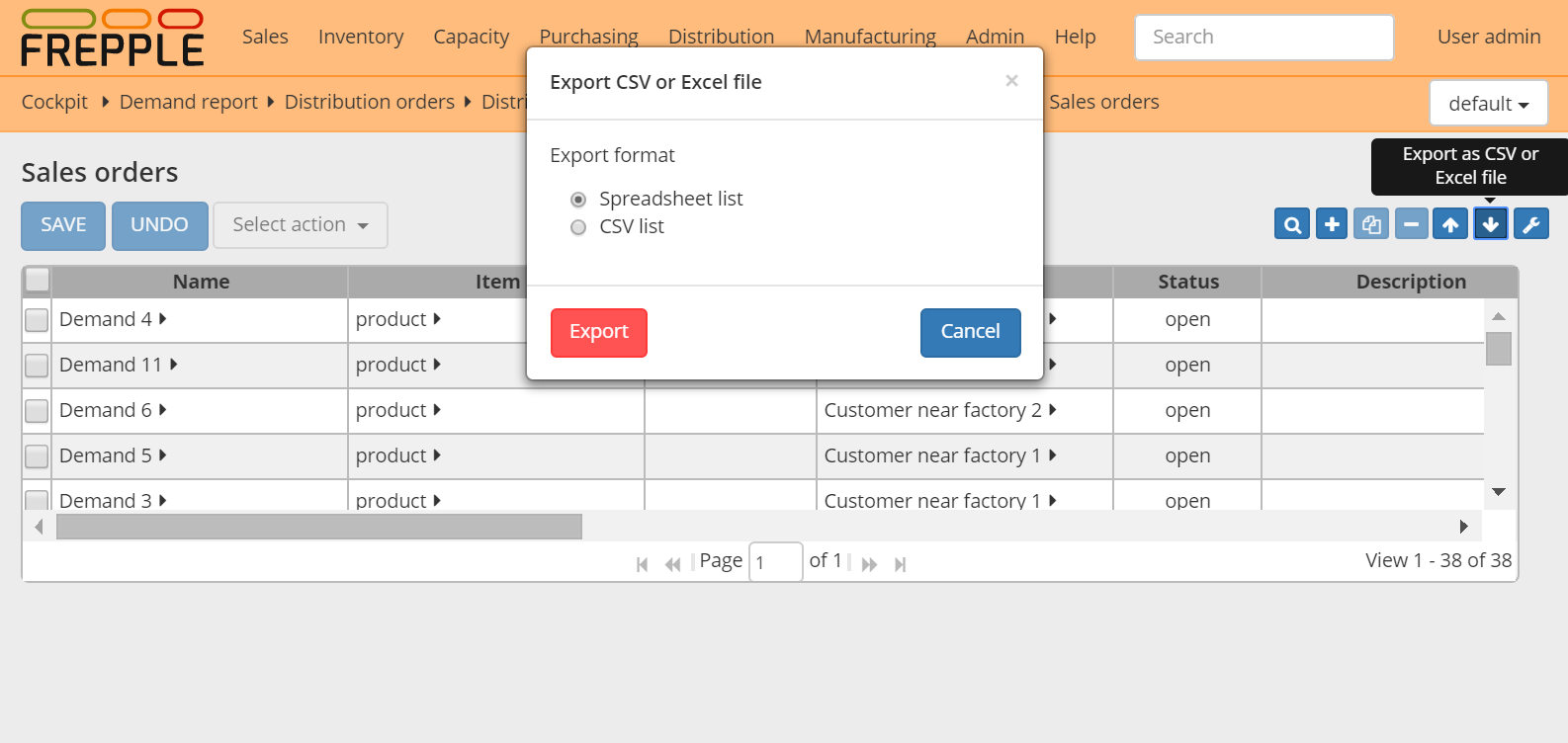 Exporting data