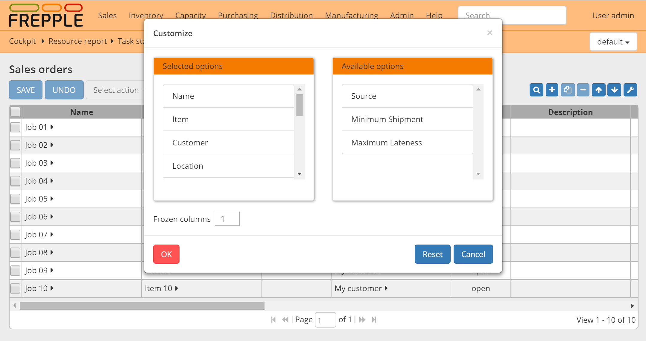 Customizing a report