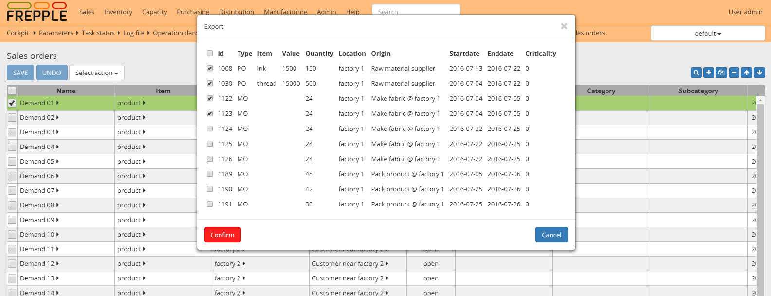 Exporting transactions of a sales order to odoo