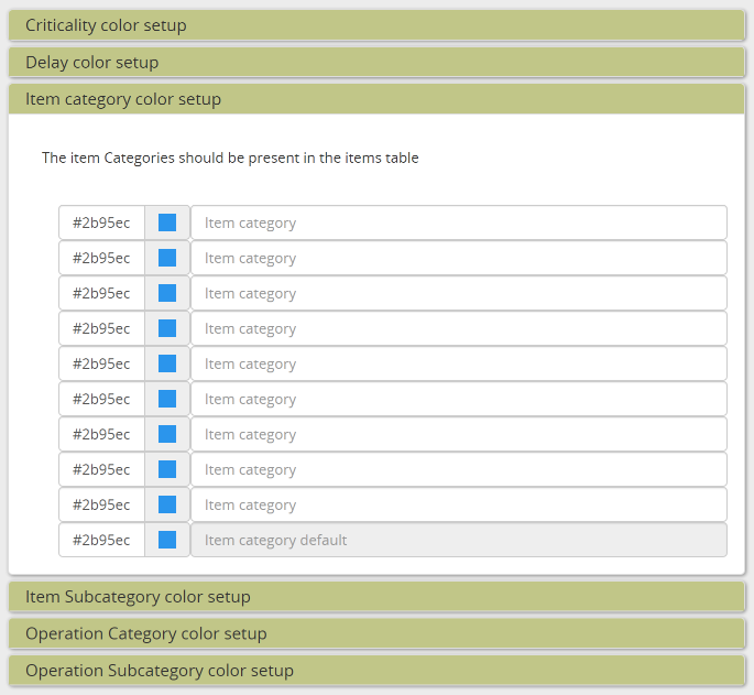 Configuring Gantt chart colors