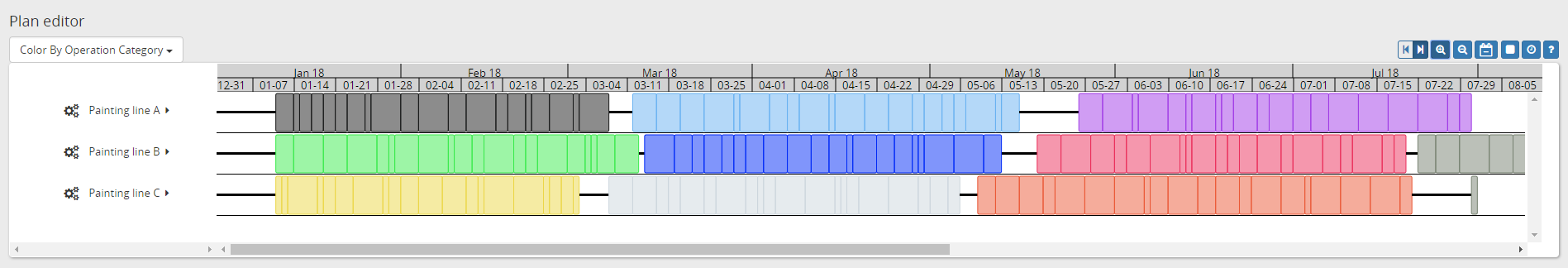 Plan editor with setup optimization