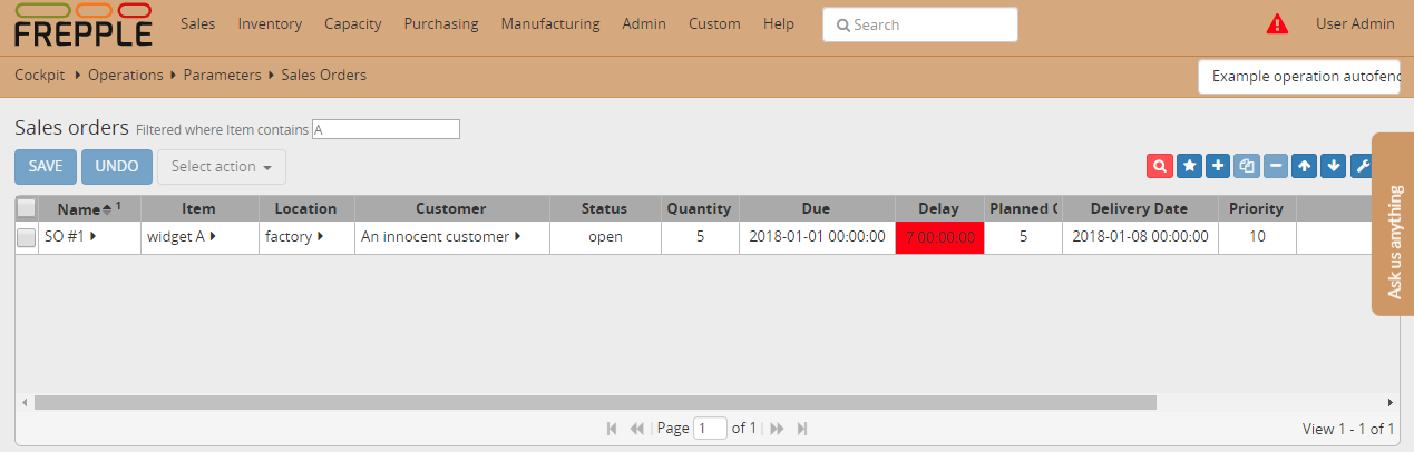 Sales order widget A