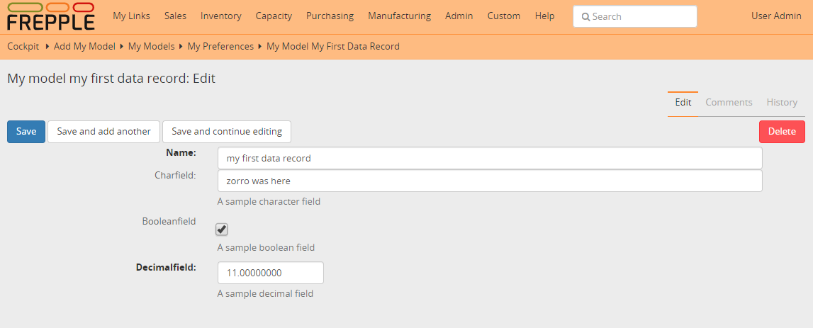 Editing form for your model