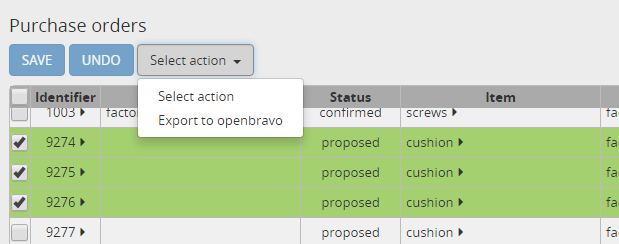 Export to openbravo