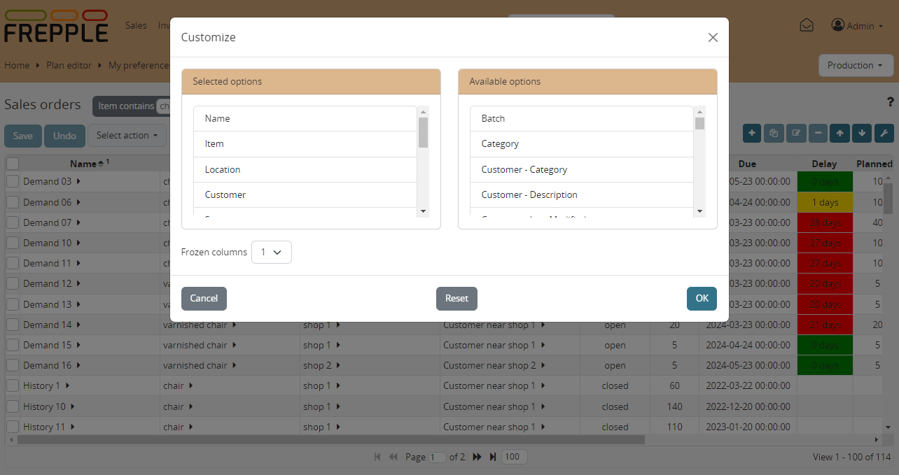 Customizing a report