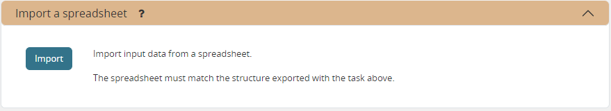 Execution screen - Spreadsheet import