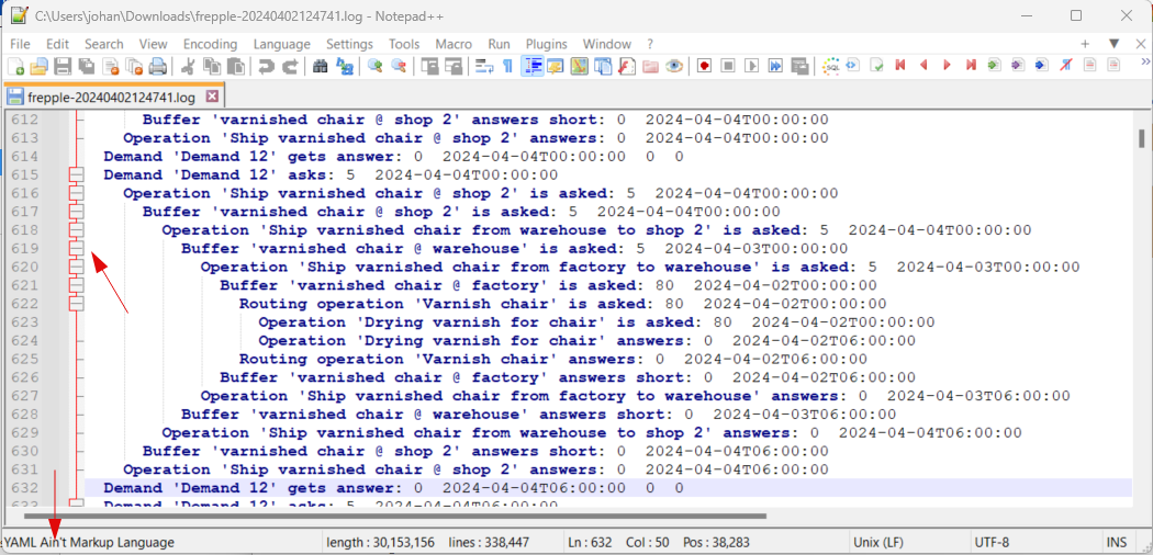Debugging with Notepad++