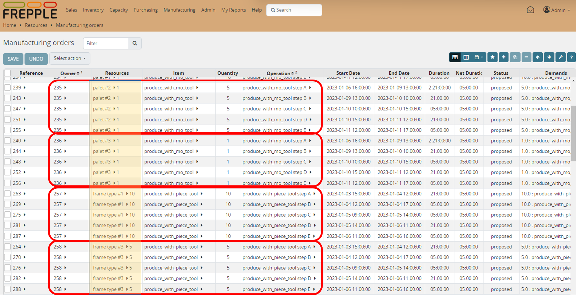Manufacturing orders