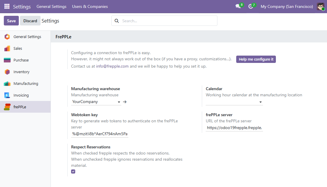Configuring the Odoo add-on.