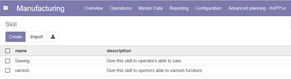 Skill view in odoo