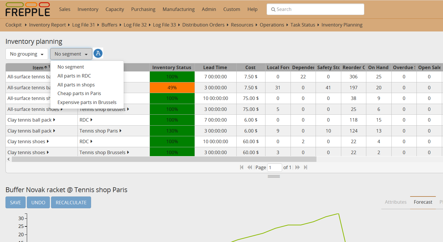 Example of segment filtering.